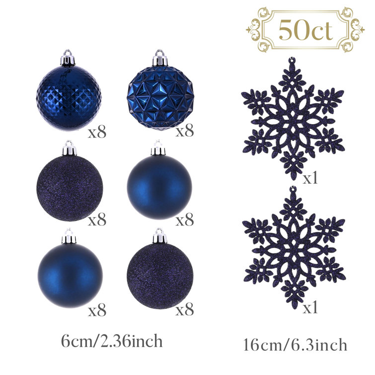 Navy Blue Shatterproof Plastic Halloween Ornament Set, 50ct
