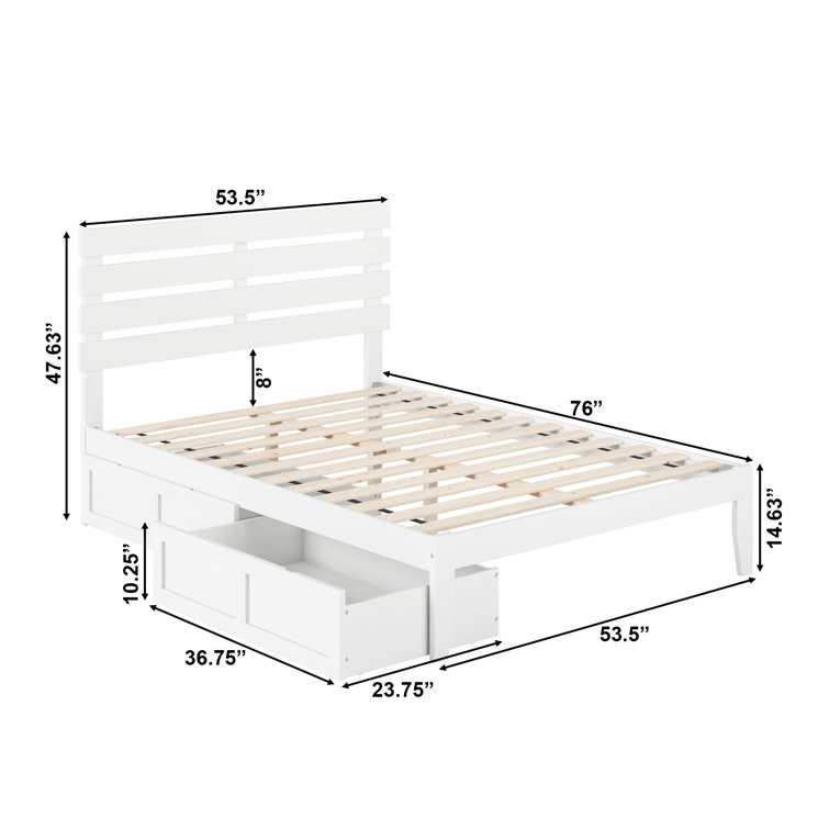 White Full Captain's Bed with Storage Drawers and USB Charger