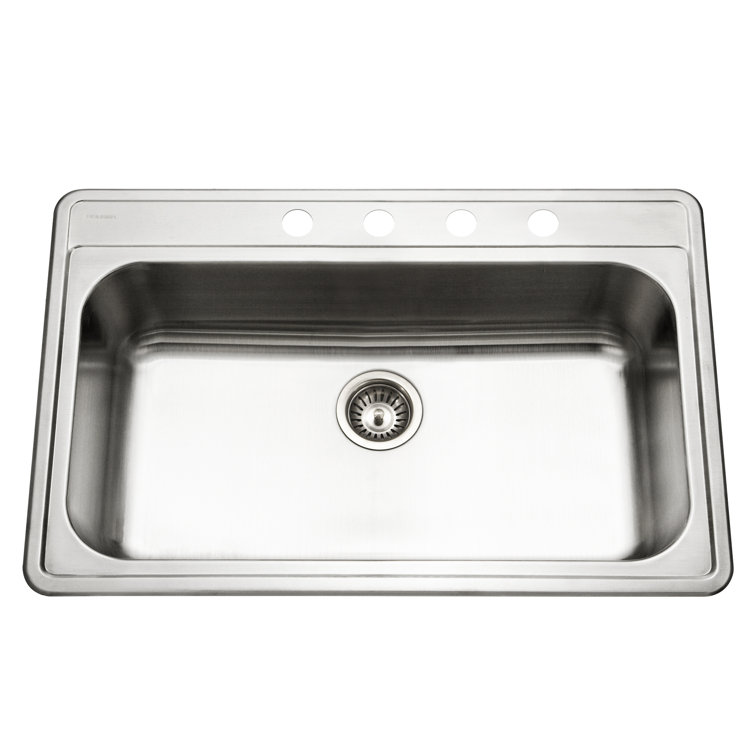 33-Inch Stainless Steel Single Bowl Kitchen Sink with Strainer and Grid