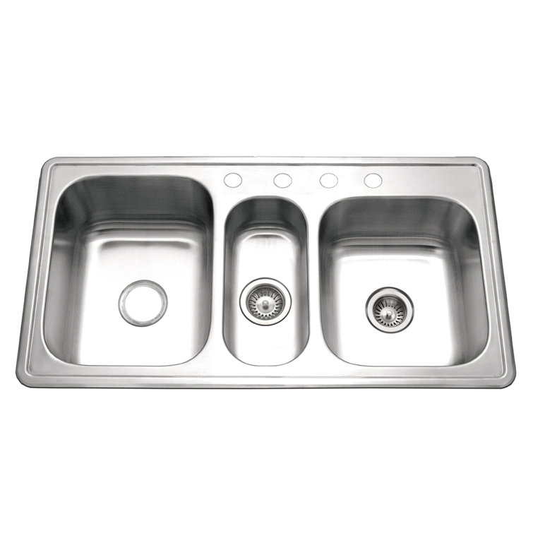 Premier Stainless Steel Triple Bowl Drop-In Kitchen Sink
