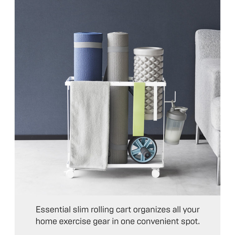 White Steel Fitness Equipment Storage Cart with Casters