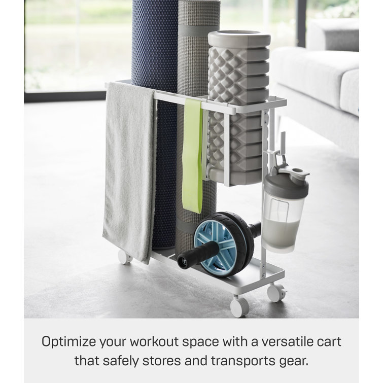 White Steel Fitness Equipment Storage Cart with Casters