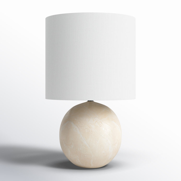 Beige Ceramic Globe Table Lamp with Linen Shade