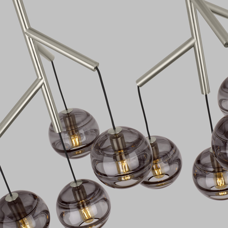 Sedona Satin Nickel 8-Light Chandelier with Transparent Smoke Glass