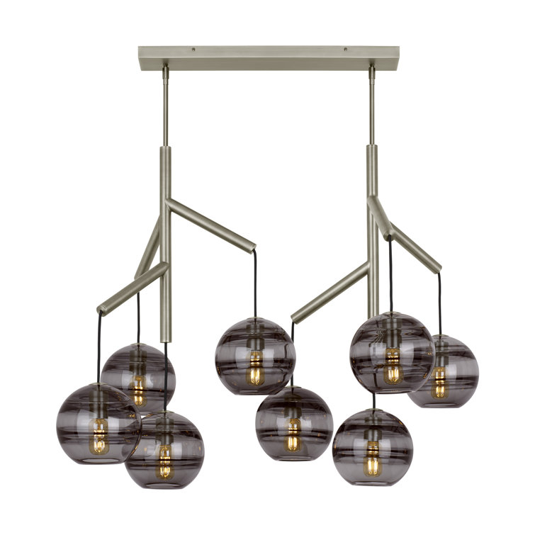 Sedona Satin Nickel 8-Light Chandelier with Transparent Smoke Glass