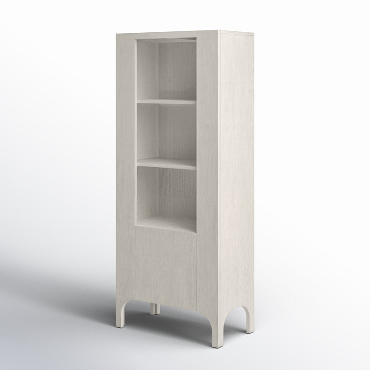 Maiya Light Gray Rubberwood Vertical Bookcase with Door