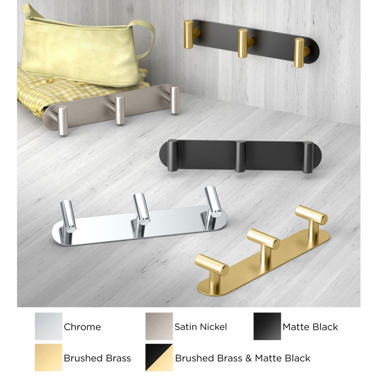 Matte Black Triple Hook Wall Mounted Rack