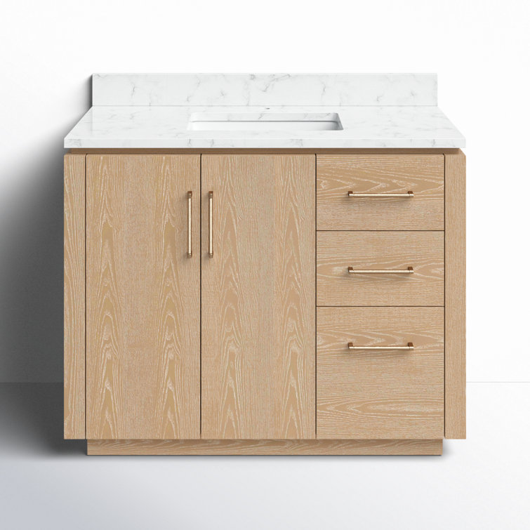 San 42'' Washed Ash Gray Single Bathroom Vanity with Gold Hardware