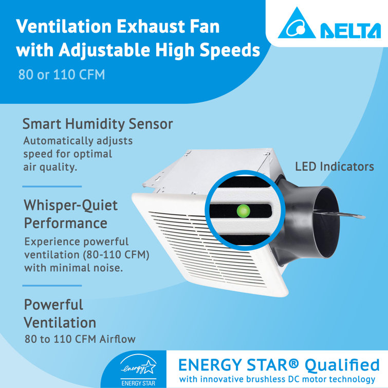 Delta Breez White Adjustable Speed Ceiling Mount Exhaust Fan