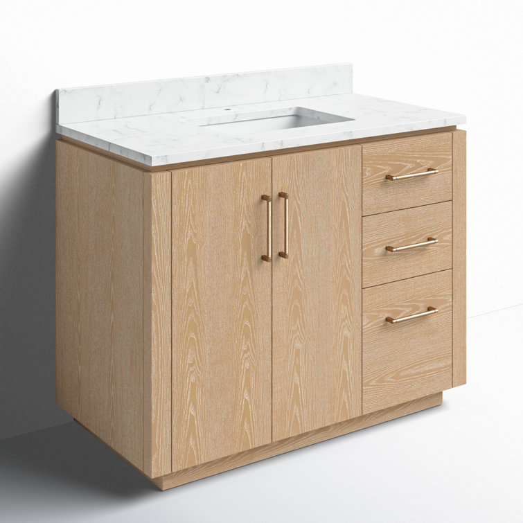 San 42'' Washed Ash Gray Single Bathroom Vanity with Gold Hardware