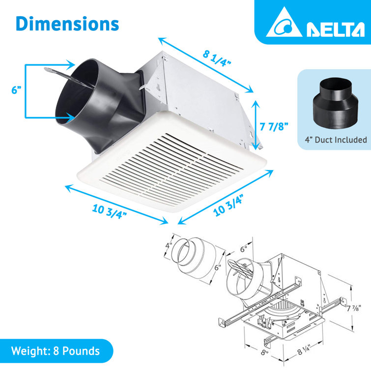 Delta Breez White Adjustable Speed Ceiling Mount Exhaust Fan