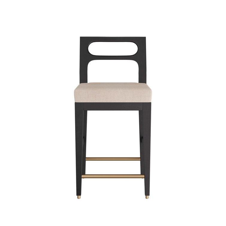 Ebony Mango Wood and Antique Brass Counter Stool