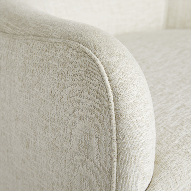 Frost Linen Barrel Swivel Lounge Chair with Blackened Iron Base