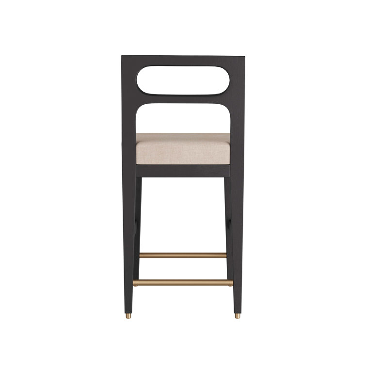 Ebony Mango Wood and Antique Brass Counter Stool