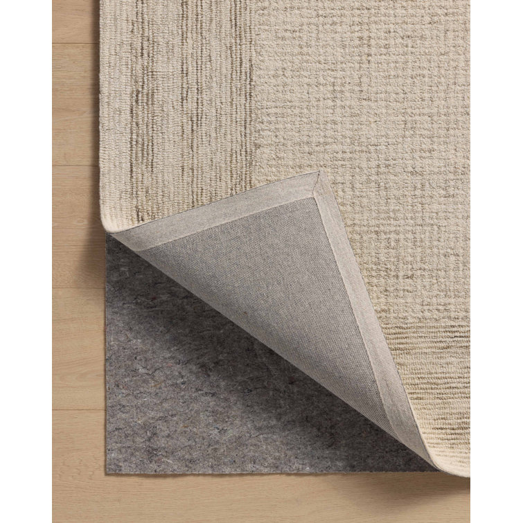 Ivory and Stone Hand-Tufted Wool Area Rug 5' x 7'