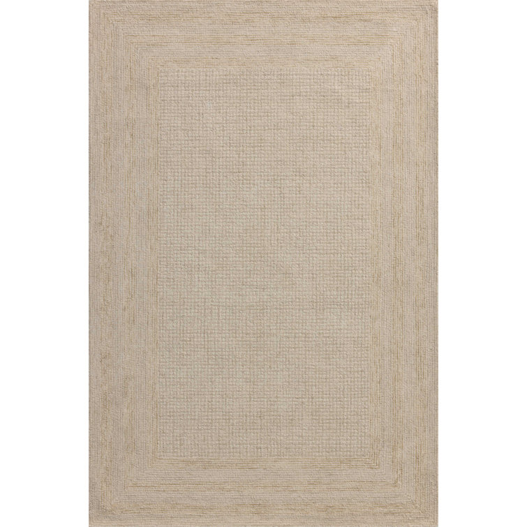Ivory and Wheat Hand-Tufted Wool Rectangular Area Rug