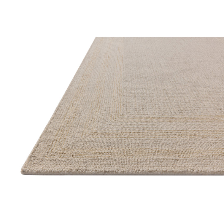 Ivory and Wheat Hand-Tufted Wool Rectangular Area Rug