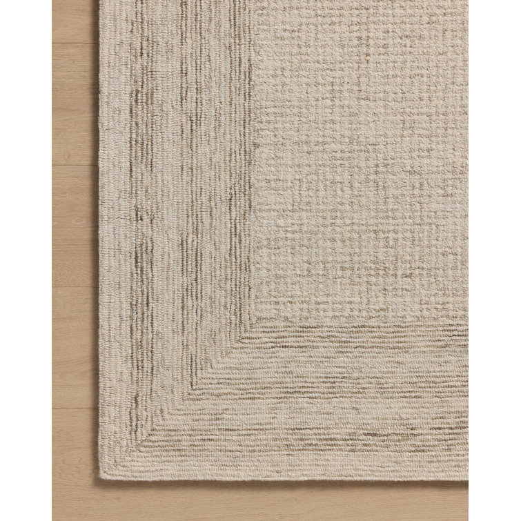 Ivory and Stone Hand-Tufted Wool Area Rug 5' x 7'