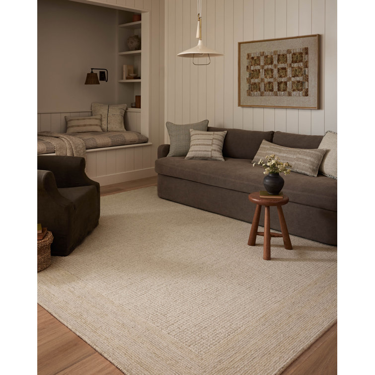 Ivory and Wheat Hand-Tufted Wool Rectangular Area Rug