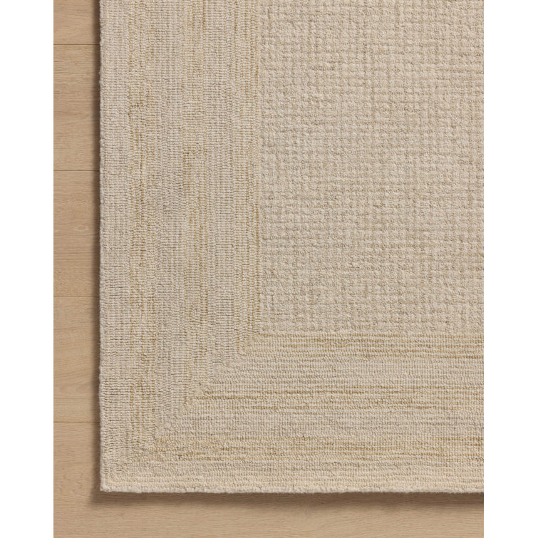 Ivory and Wheat Hand-Tufted Wool Rectangular Area Rug