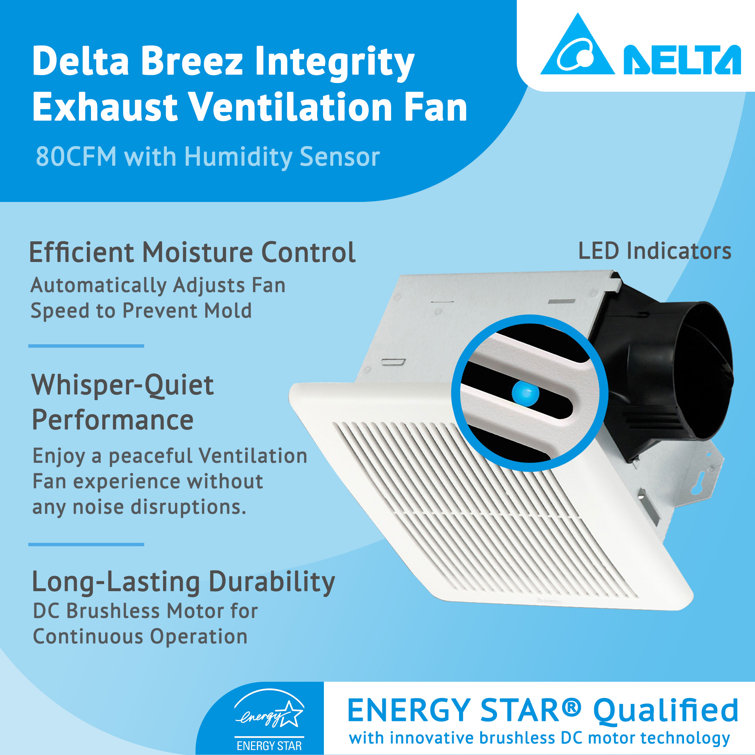 White Energy Star Bathroom Exhaust Fan with Humidity Sensor