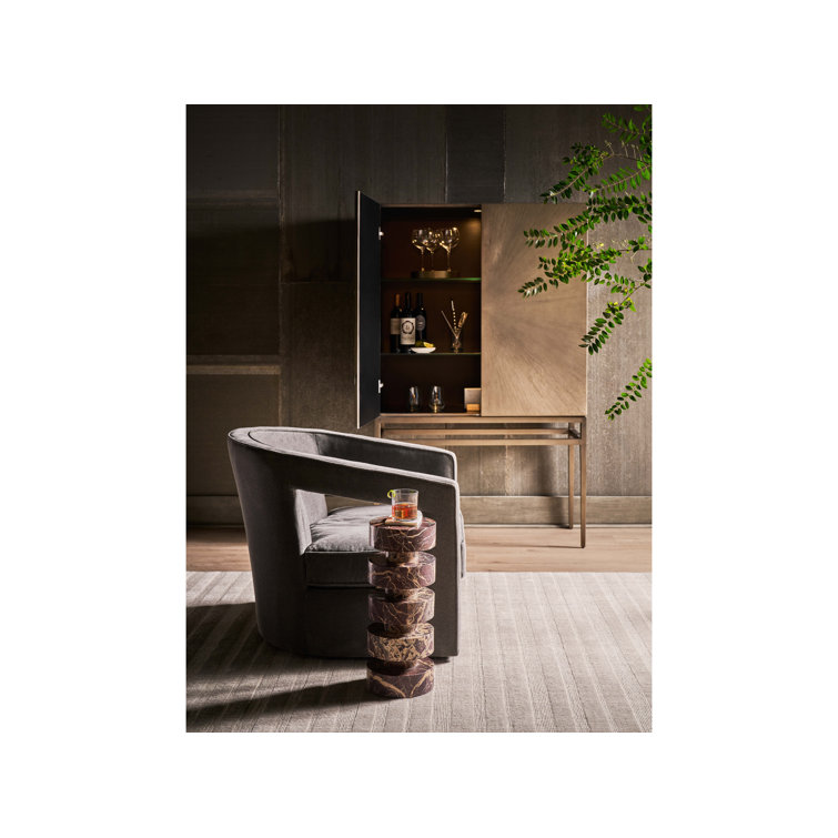 Cherry Gold Marble Round Spot Table, 20" Height