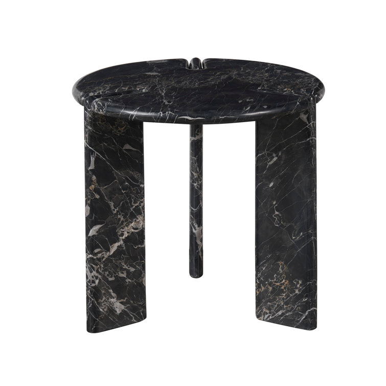 Black Golden Porter Marble Round End Table
