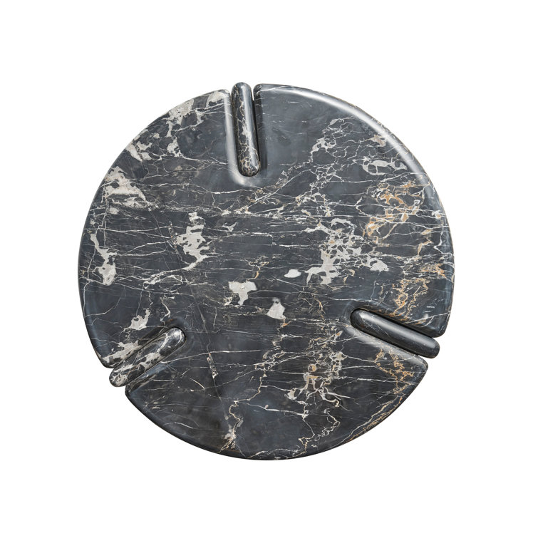 Black Golden Porter Marble Round End Table