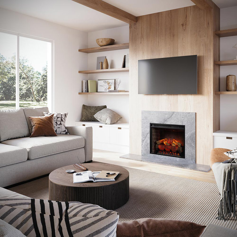 Modern Black Painted Electric Wall Mount Fireplace Insert