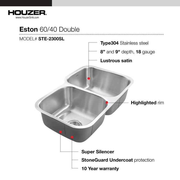 Stainless Steel Double Bowl Undermount Kitchen Sink