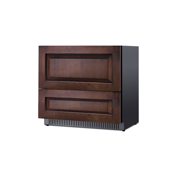 36" Wide Panel Ready 2-Drawer All-Refrigerator in Dark Wood Finish