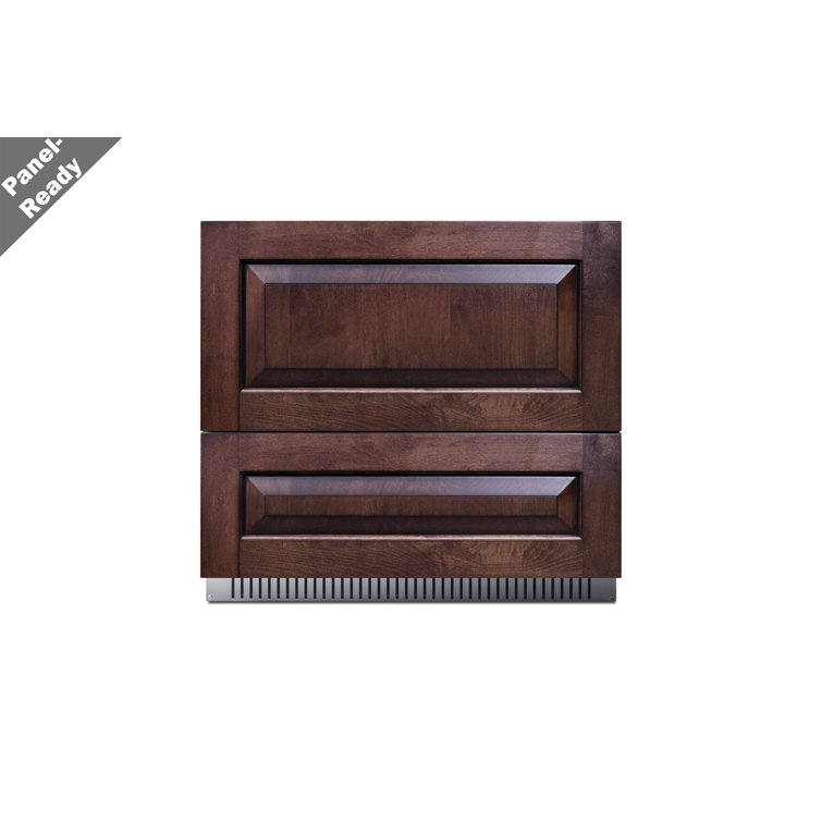 36" Wide Panel Ready 2-Drawer All-Refrigerator in Dark Wood Finish