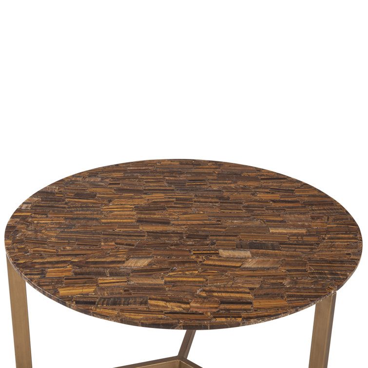 Mumbai Round 36" Brown Mosaic Coffee Table with Iron Base