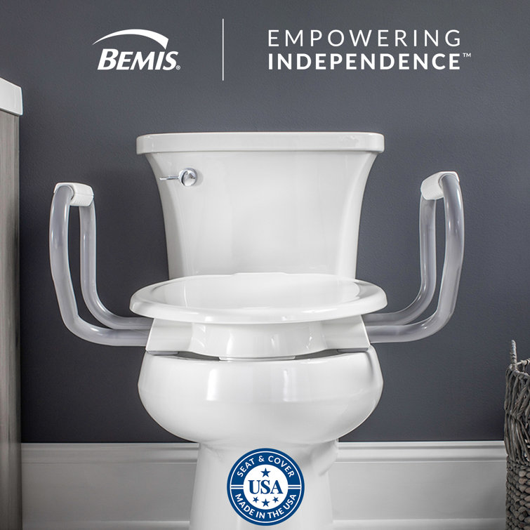 White Raised Toilet Seat with Handles and Bidet Attachment