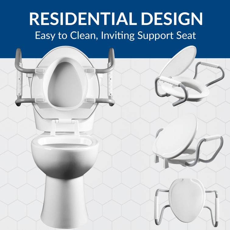 White Raised Toilet Seat with Handles and Bidet Attachment