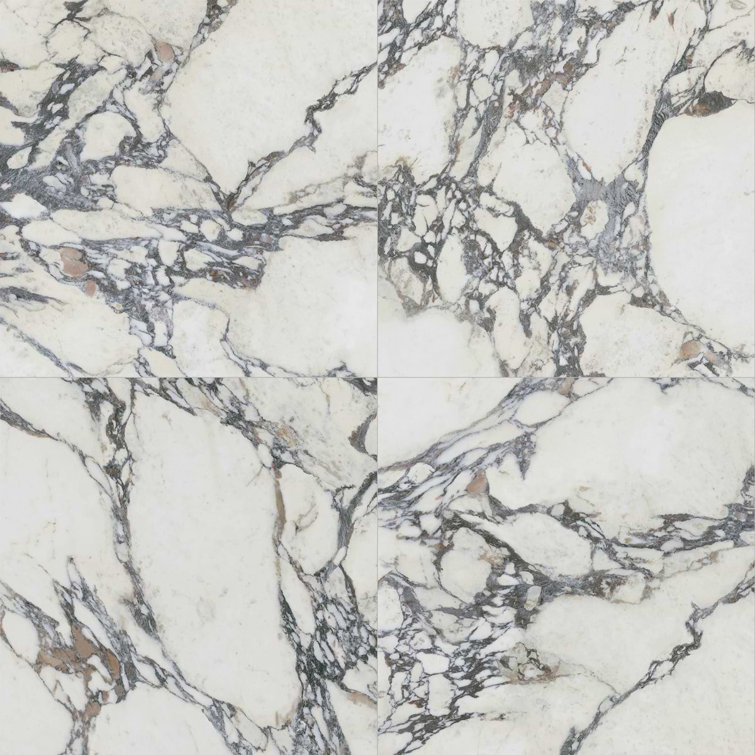 Signature 48x48 White Marble Look Satin Porcelain Tile