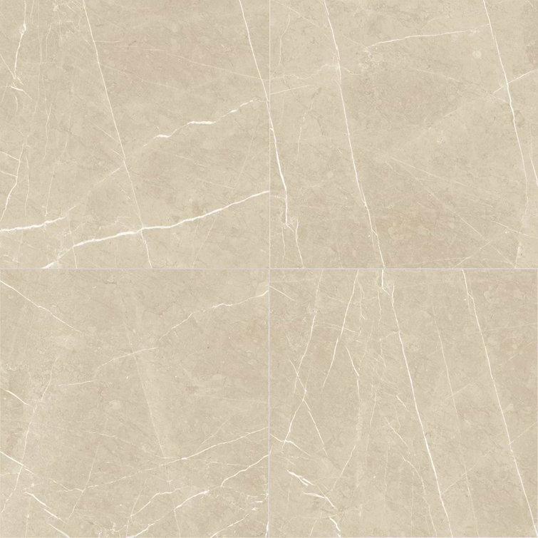 Cream Marble Look Satin Porcelain Large Format Tile