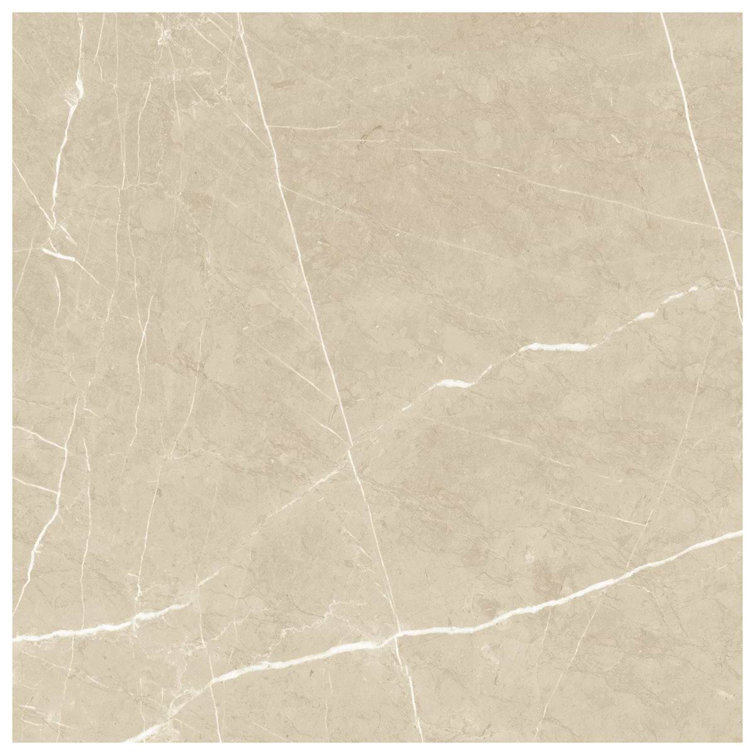 Cream Marble Look Satin Porcelain Large Format Tile