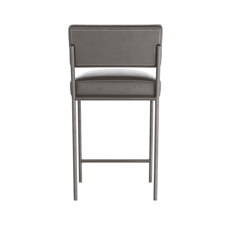 Graphite Gray Leather and Metal Counter Stool