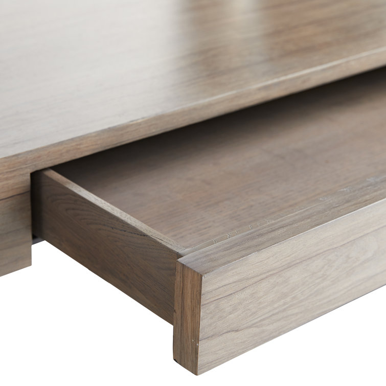 Gray and Black Wood Desk with Drawer and Charcoal Lacquer Finish