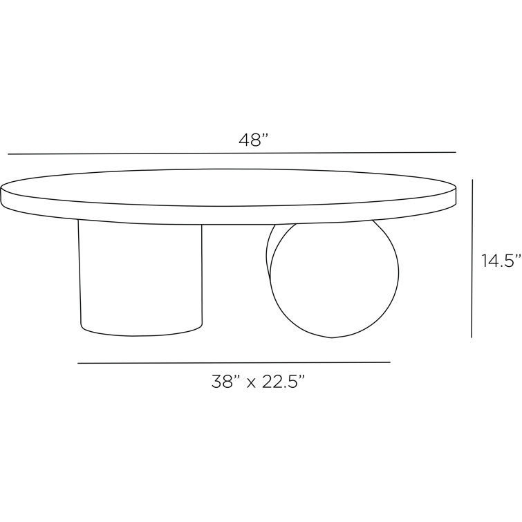 Ebony Oak and Marble Oval Coffee Table