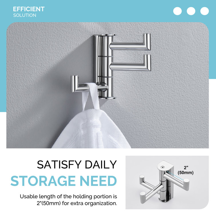 Polished Chrome Triple Swivel Stainless Steel Towel Hook