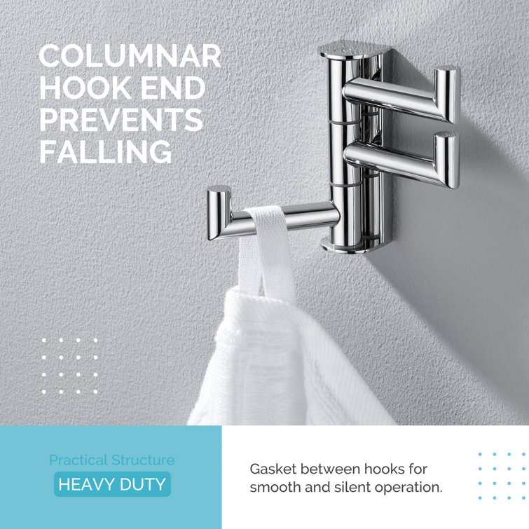 Polished Chrome Triple Swivel Stainless Steel Towel Hook