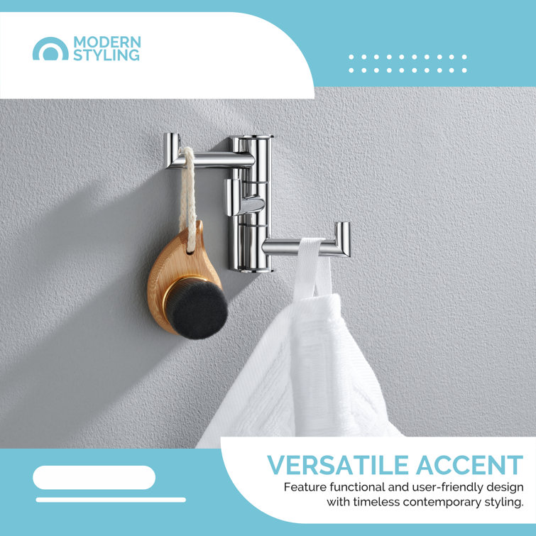 Polished Chrome Triple Swivel Stainless Steel Towel Hook
