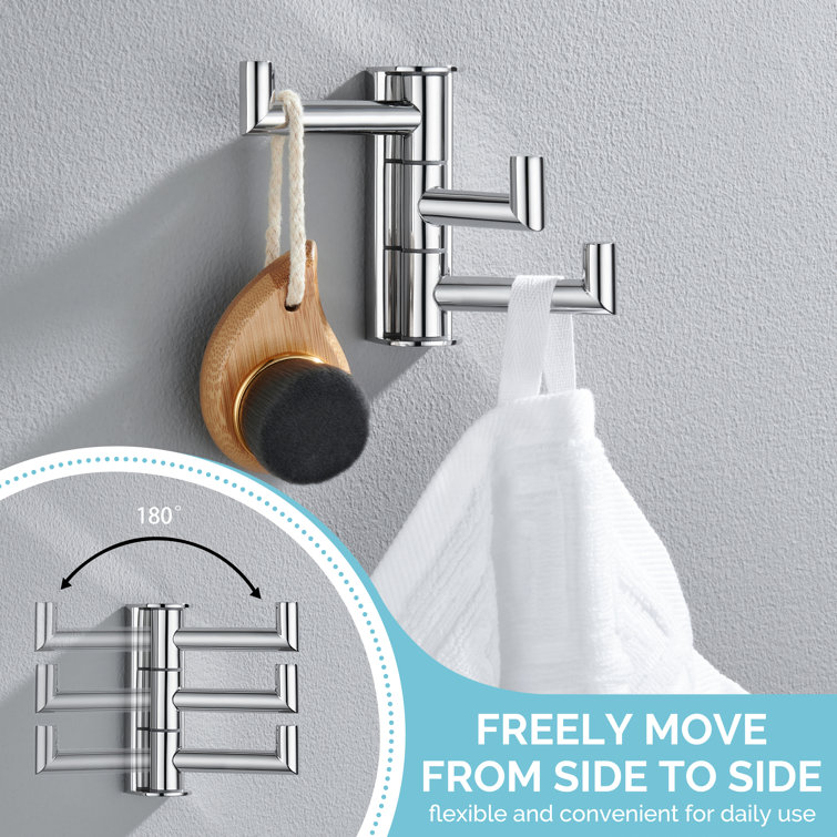 Polished Chrome Triple Swivel Stainless Steel Towel Hook