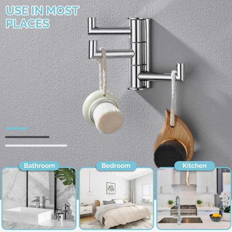 Polished Chrome Triple Swivel Stainless Steel Towel Hook