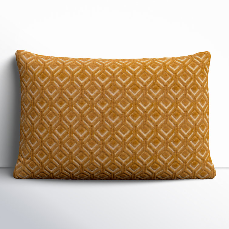 Ryans Mustard Yellow Embroidered Cotton Lumbar Throw Pillow