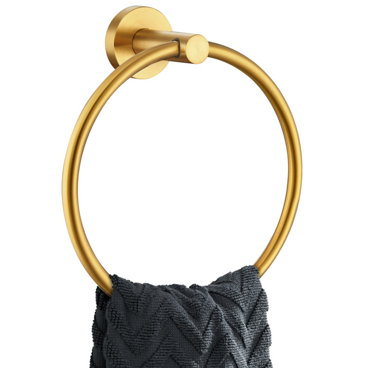 Brushed Brass Circular Wall Mounted Towel Ring