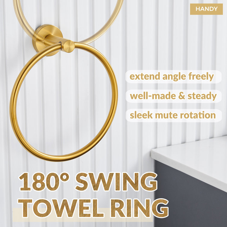 Brushed Brass Circular Wall Mounted Towel Ring