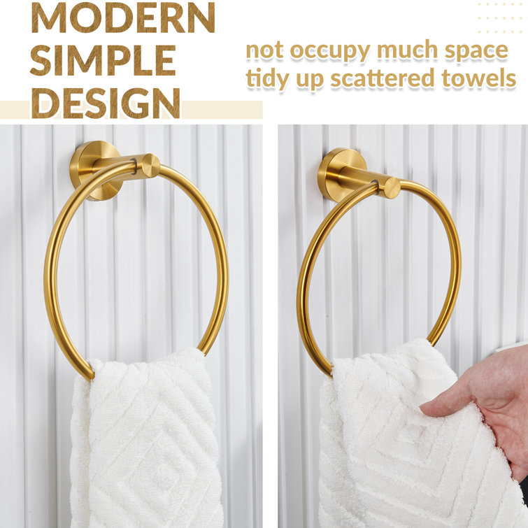 Brushed Brass Circular Wall Mounted Towel Ring